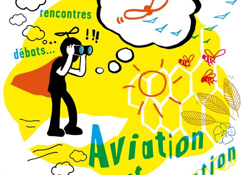 Aviation et ECO innovation - Un chercheur ou ingénieur observe de près la nature pour trouver des idées bio inspirées pour l'aéronautique : plantes, oiseaux, soleil, abeilles... 
