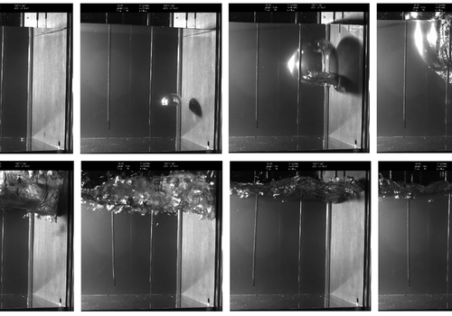 Description séquentielle d'un phénomène de violent flashing illustration d'un phénomène physique pouvant se produire dans un réacteur nucléaire : le violent flashing