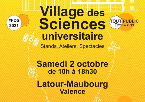 Village des sciences universitaire 2021 à Valence Affiche officielle du Village des sciences universitaire 2021