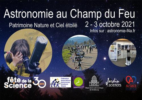 SEF2021 - Affiche F4A Fête-astronomie au CDF Science en fête 2021 - Affiche de la F4A pour la fête de l'astronomie au Champ du Feu.