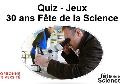 Quiz-jeux 30 ans Fête de la Science Diapositive titre du diaporama
