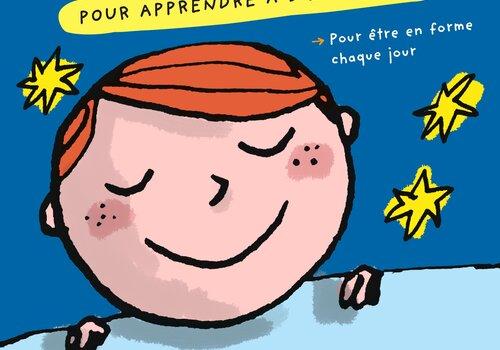 1, 2, 3 sommeil Dessin d'en enfant endormi, sous une couverture sur fond bleu. Au dessu du visage, le titre et quelques étoiles jaunes.