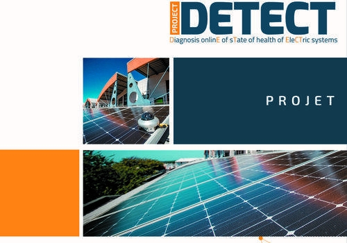 Diagnostic en ligne de l'état de santé de systèmes électriques Affiche de la DETECT montrant des pannaux solaires.