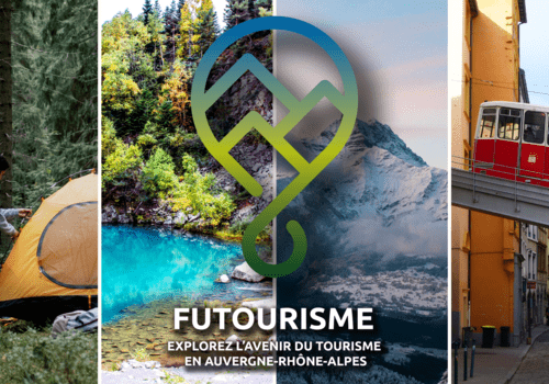 Logo Futourisme "Explorez l'avenir du tourisme en Auvergne-Rhône-Alpes