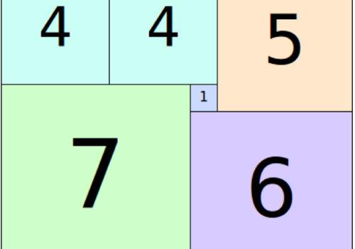 Pavage optimal d'un rectangle de dimension 13*11. Illustration d'un pavage optimal d'un rectangle de dimension 13*11.