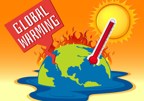 Planète terre subissant le réchauffement climatique 