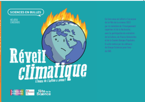 Couverture du "Sciences en Bulles : réveil climatique" offert par les libraires