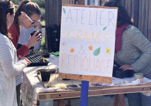 Atelier graines et repiquages à la fête du printemps Stand fête du printemps