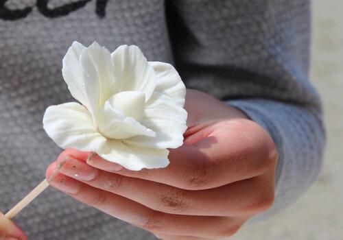 Une rose façonnée en plastique biosourcé