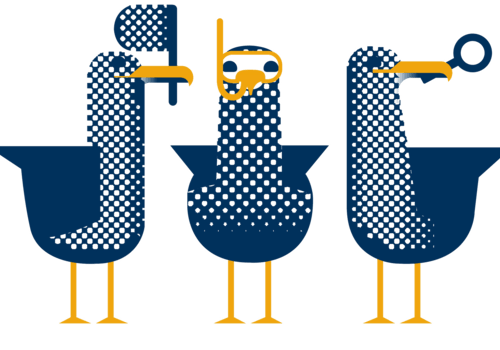 Logo de l'association : 3 gabians (Goeland en provençale)