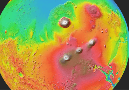 Carte d'altitude de la planète Mars Carte d'altitude de la planète Mars