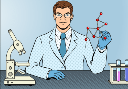 Science et lectures illustration d'un chercheur façon bd