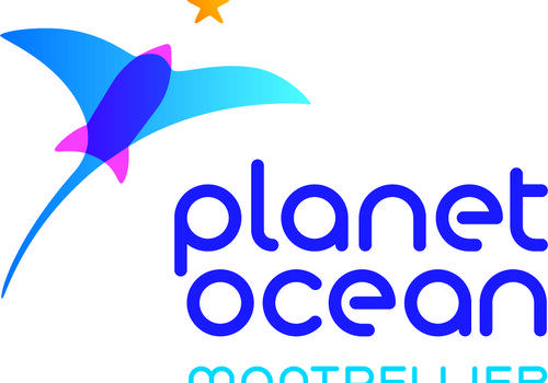 logo de planet ocean avec une raie-fusée