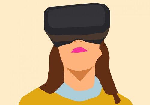 Femme avec un casque de réalité virtuelle 
