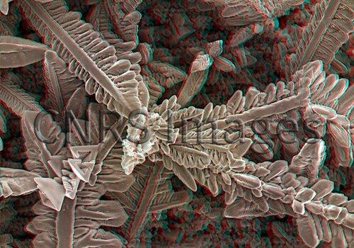 Des nanostructures empilées de cuivre ... Une impression de flou ? Si vous enfilez des lunettes 3D, vous pourrez voir cette photographie en relief!