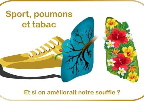 Sport, poumons et tabac Une basket, un poumon terni par le tabac et l'autre en pleine forme rempli de fleurs