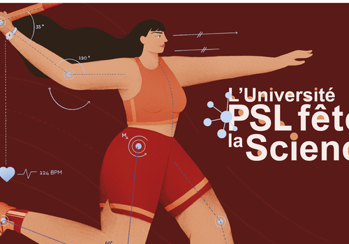 Visuel PSL Fëte la science, uen sportive lance un javelot