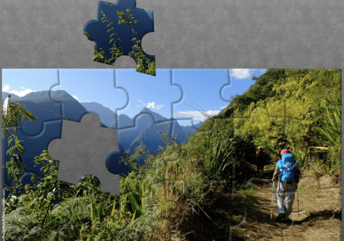 puzzle d'une photo de randonnée en montagne à La Réunion