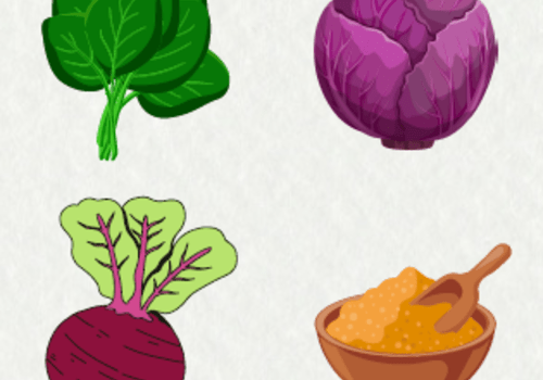 épinard, betterave, chou rouge et curcuma utilisés pour préparer les colorants