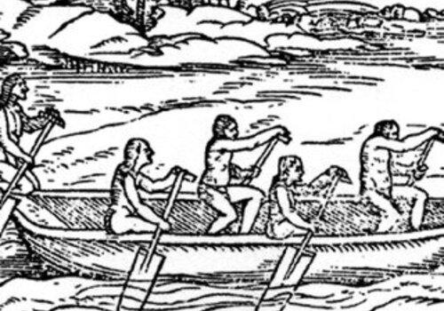 Canot monoxyle utilisé par les Amerindiens des Grandes Antilles, Benzoni, 1565 Canot monoxyle utilisé par les Amerindiens des Grandes Antilles, Benzoni, 1565