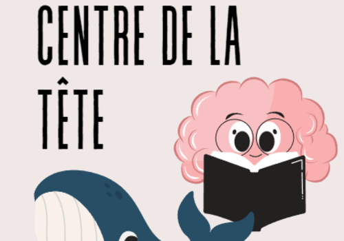 Image de couverture du livret de jeu de rôle, avec un cerveau qui tient un livre dans ces mains et une baleine. Le titre du jeu de rôle est affiché.