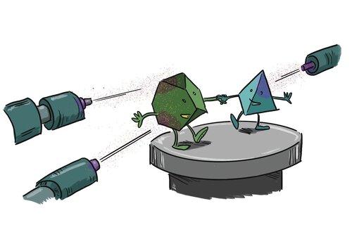 Poly, le multimatériau illustration de la fabrication de multimatériaux, issue de la bande dessinée "Poly, voyage extrême au coeur des multimatériaux"
