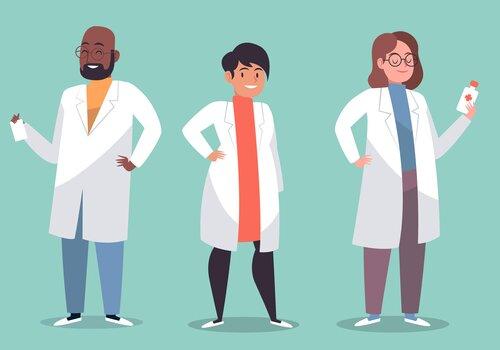 Dessin de scientifiques avec des blouses de laboratoire Dessin de scientifiques avec des blouses de laboratoire