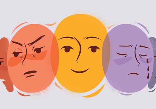 Various emotions and facial expressions of one person. Psychological concept vector illustration. Illustration de diverses émotions et expressions faciales d'une personne.