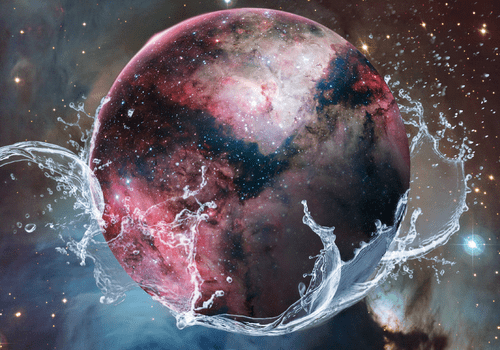 Une planète imaginaire, entourée d'eau