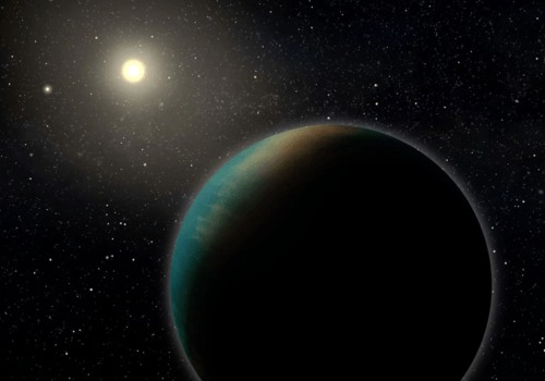 Exoplanète TOI-1452 b Représentation artistique de l’exoplanète TOI-1452 b, une petite planète qui pourrait être entièrement recouverte d’un profond océan.