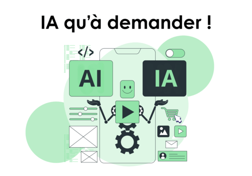 Y a qu'à demander ! Un robot représentant une Intelligence Artificielle vous propose deux choix avec ses mains entre l'IA et l'AI