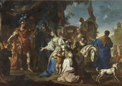 Alexandre le Grand, Claudio Francesco Beaumont, XVIIIe s. Un tableau représentant Alexandre le Grand faisant preuve de clémence en graciant la famille de son ennemi, Darius, lors de la conquête de la Perse.