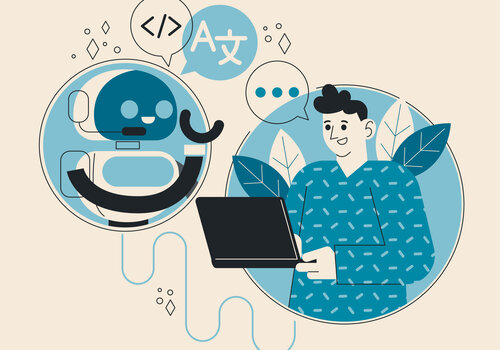 Personnage qui discute avec l'IA Personnage qui discute avec l'IA