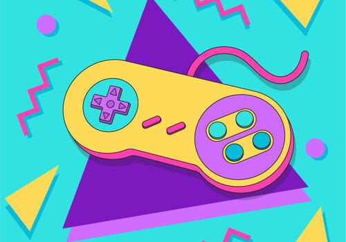 Dessin coloré d'une manette de super nintendo.