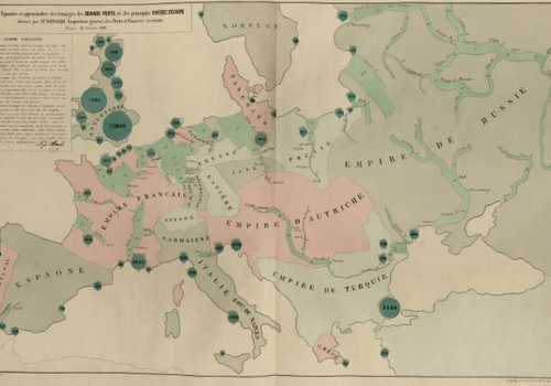 Carte Figurative et approximative des tonnages des Grands ports et des principales rivières d’Europe, 1859 Carte Figurative et approximative des tonnages des Grands ports et des principales rivières d’Europe, 1859