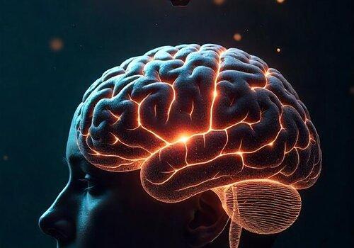 Les molécules qui font vos idées! Un cerveau et une lumiere, montrant les idées