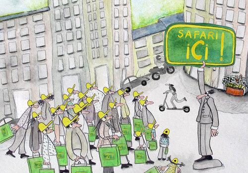 Safari Ici ! Illustration d'Isabelle Raquindu spectacle déambulatoire Safari Ici !