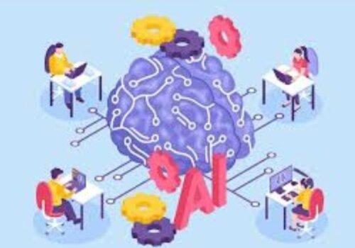 IA et Intelligence Collective Image avec des gens et une IA collaborant