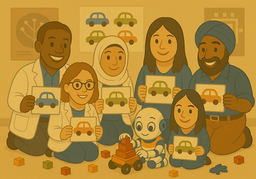 Voitures autonomes Image d'un groupe de personnes créant des voitures à l'aide d'un robot