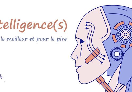 Dessin du visage d'un automate, vu de profil avec des connection éléctrique et des engrenages