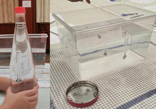 Fabrique ton sous-marin avec une pipette en plastique et des lests sous-marin fabriqué avec une pipette en plastique et lestée de poids