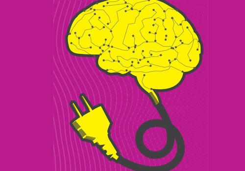 dessin de cerveau branché sur prise électrique