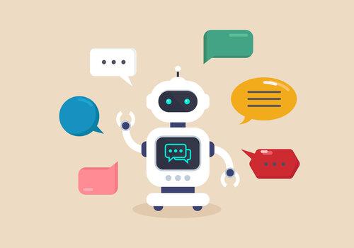 Robot avec bulles de dialogue