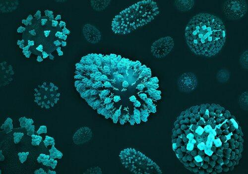 Groupes de cellules bleues et vertes sur une surface noire