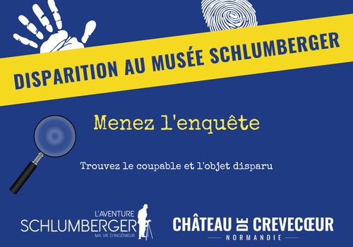 Affiche de l'atelier-jeu "Disparition au Musée Schlumberger