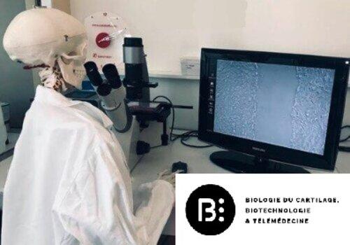 Un chercheur dans son laboratoire entrain d'évaluer l'efficacité des traitements appliqués sur les cellules 