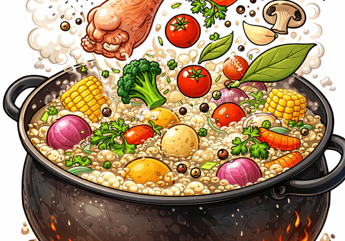 Image d'un chaudron plein de légumes
