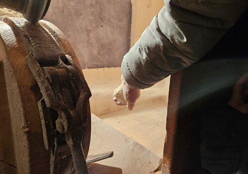 Les enfants voient en direct la transformation du grain en farine