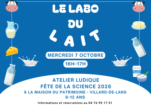 Atelier « Le labo du lait »  ; Découverte des propriétés du lait et du fromage à travers une expérience et des jeux autour du lait.