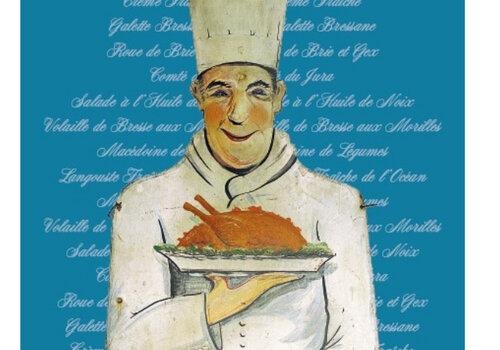 Panneau d'exposition "À table ! Le repas gastronomique en Bresse"